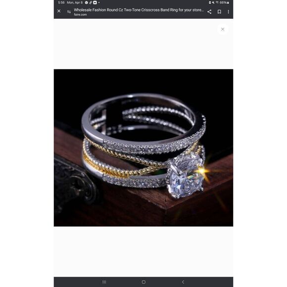 NEW~1.5 Ct. Round Cut Two-Tone Twist Highway Design Engagement/Bridal Ring Sz 8 - Picture 6 of 6